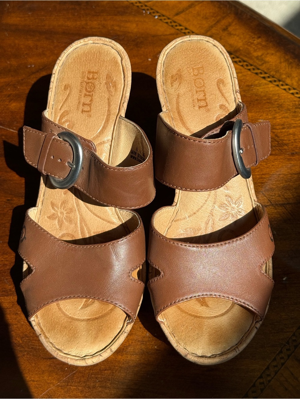 Born cork wedge slip-on sandals